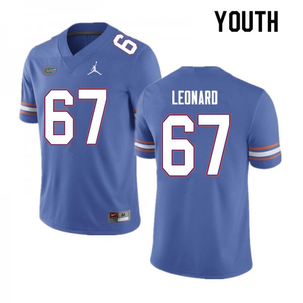 Youth #67 Richie Leonard Florida Gators College Football Jerseys Blue